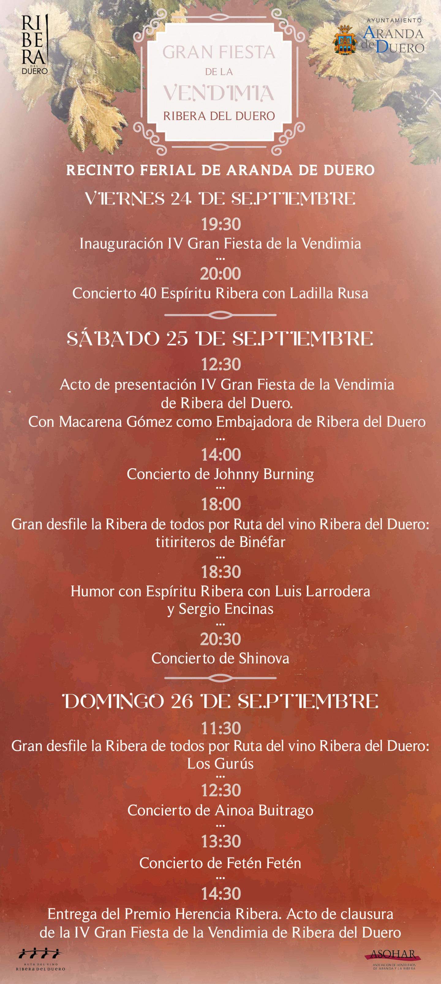 Agenda IV Gran Fiesta de la Vendimia Ribera del Duero